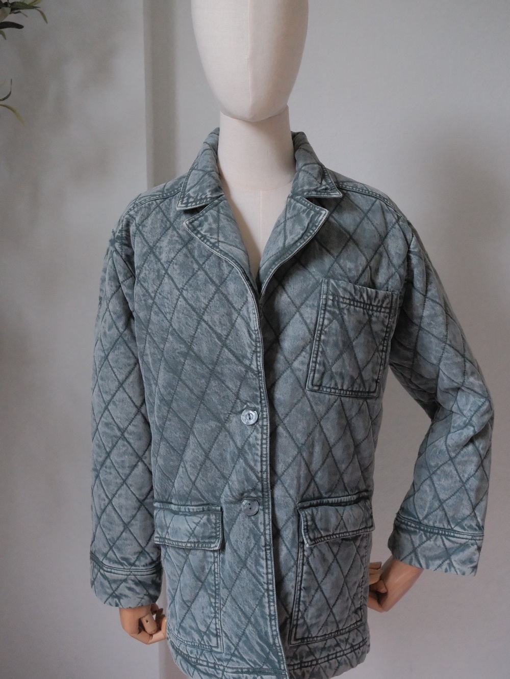 Quilted Grey Green Women's Jacket Coat